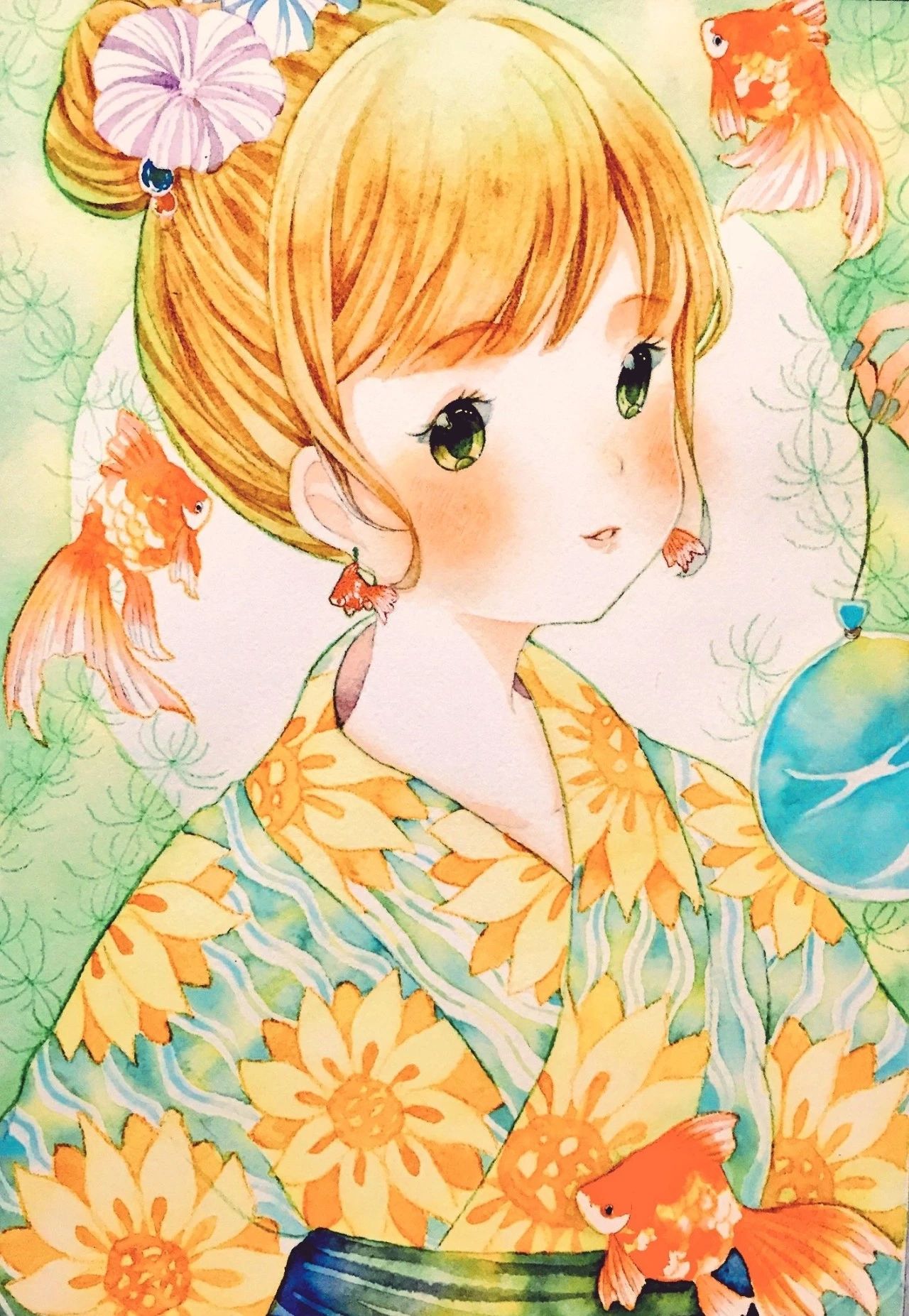 一組少女風(fēng)的日系水彩插畫(huà)：清新唯美萌妹紙