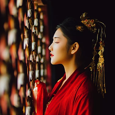 驚艷紅衣女生頭像，唯美古風真人頭像