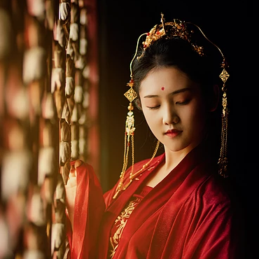 驚艷紅衣女生頭像，唯美古風真人頭像