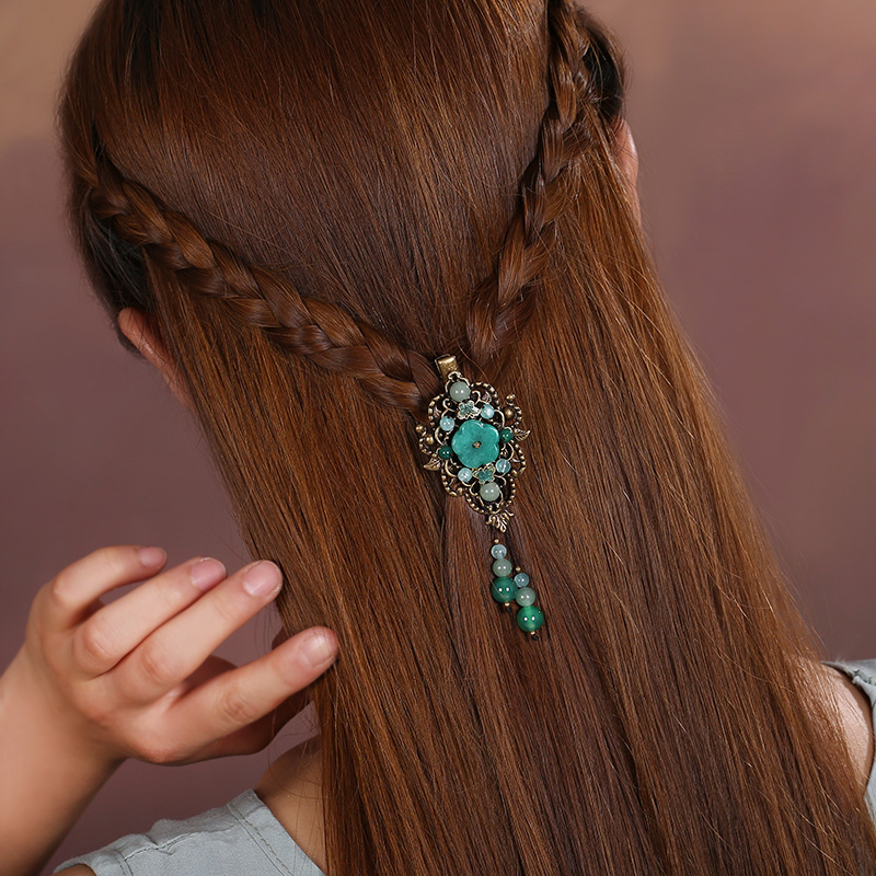 陌上花飛發(fā)夾，古風(fēng)碧綠頭飾