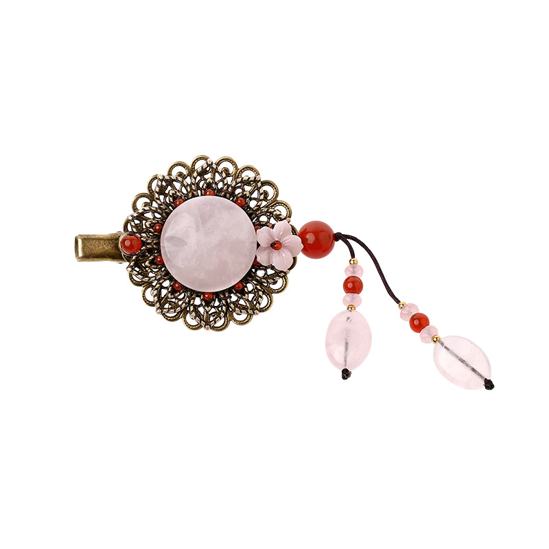 粉玉墜發(fā)飾，古風(fēng)風(fēng)情發(fā)夾頭飾
