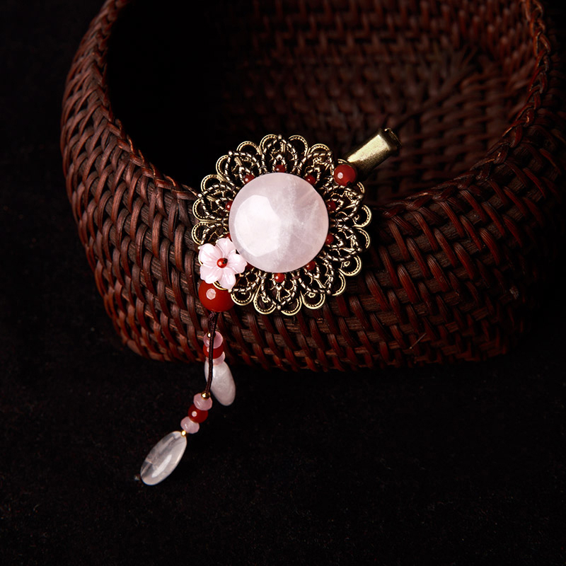 粉玉墜發(fā)飾，古風(fēng)風(fēng)情發(fā)夾頭飾