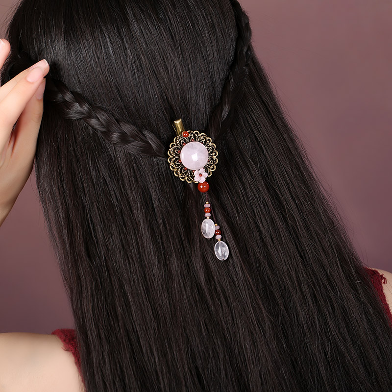 粉玉墜發(fā)飾，古風(fēng)風(fēng)情發(fā)夾頭飾
