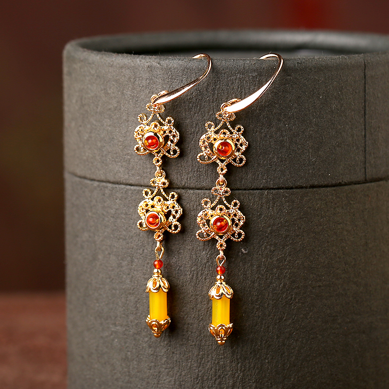 金絲萬縷耳環(huán)，金色耳墜名媛氣質(zhì)首飾