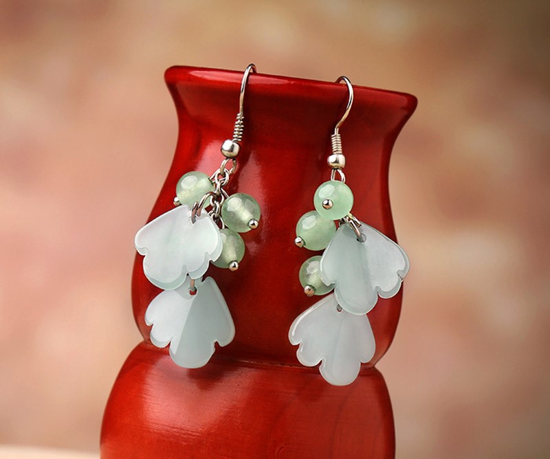 森系葉子吊墜耳環(huán)，古風(fēng)文藝氣質(zhì)首飾