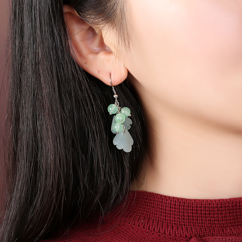 森系葉子吊墜耳環(huán)，古風(fēng)文藝氣質(zhì)首飾