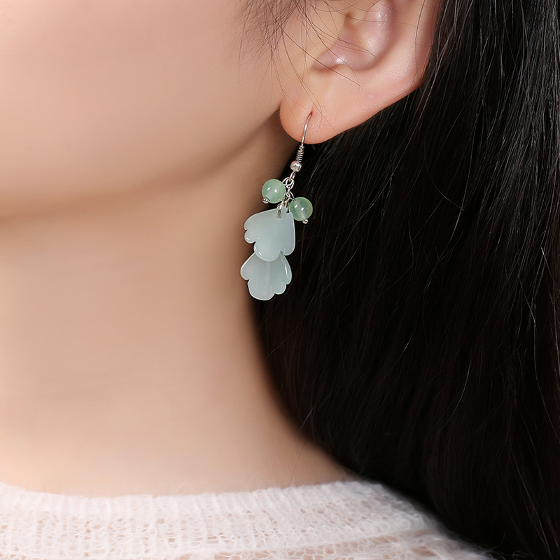 森系葉子吊墜耳環(huán)，古風(fēng)文藝氣質(zhì)首飾