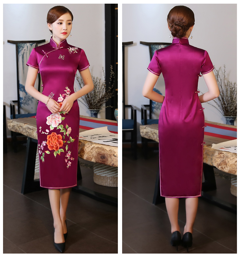 艷而不俗的牡丹繡花旗袍，嫵媚風(fēng)情十足!