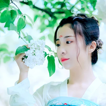 清新繡球花女生頭像，唯美古風真人頭像