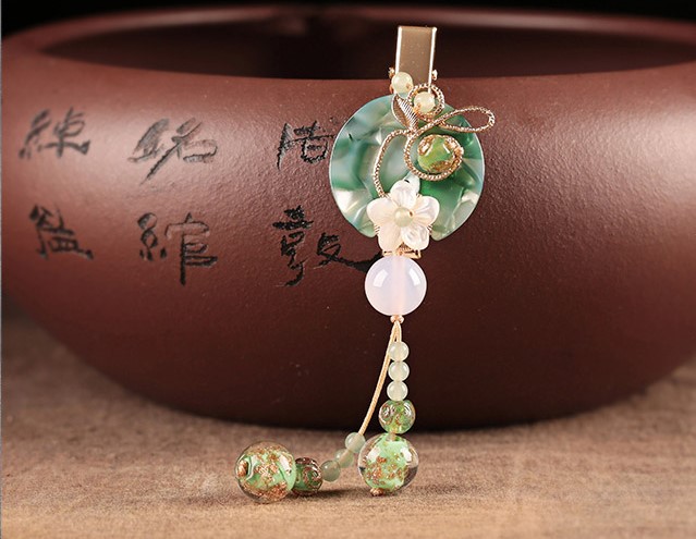 翠雨煙蒙發(fā)夾，文藝典雅頭飾