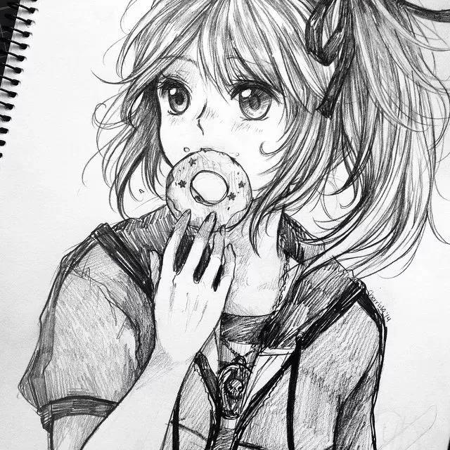 靈動(dòng)的卡通動(dòng)漫人物：黑白鉛筆手繪插畫(huà)