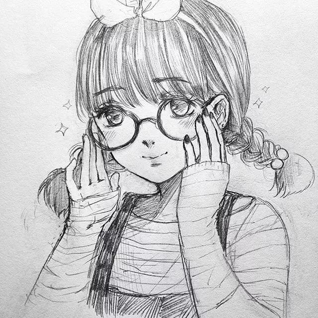 靈動(dòng)的卡通動(dòng)漫人物：黑白鉛筆手繪插畫