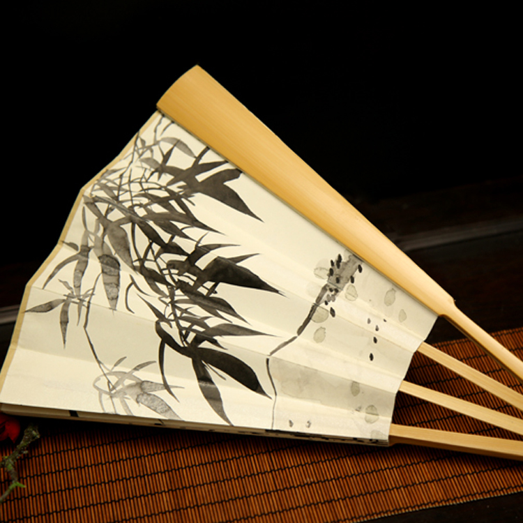 玉竹手繪折扇：古風水墨男士扇子