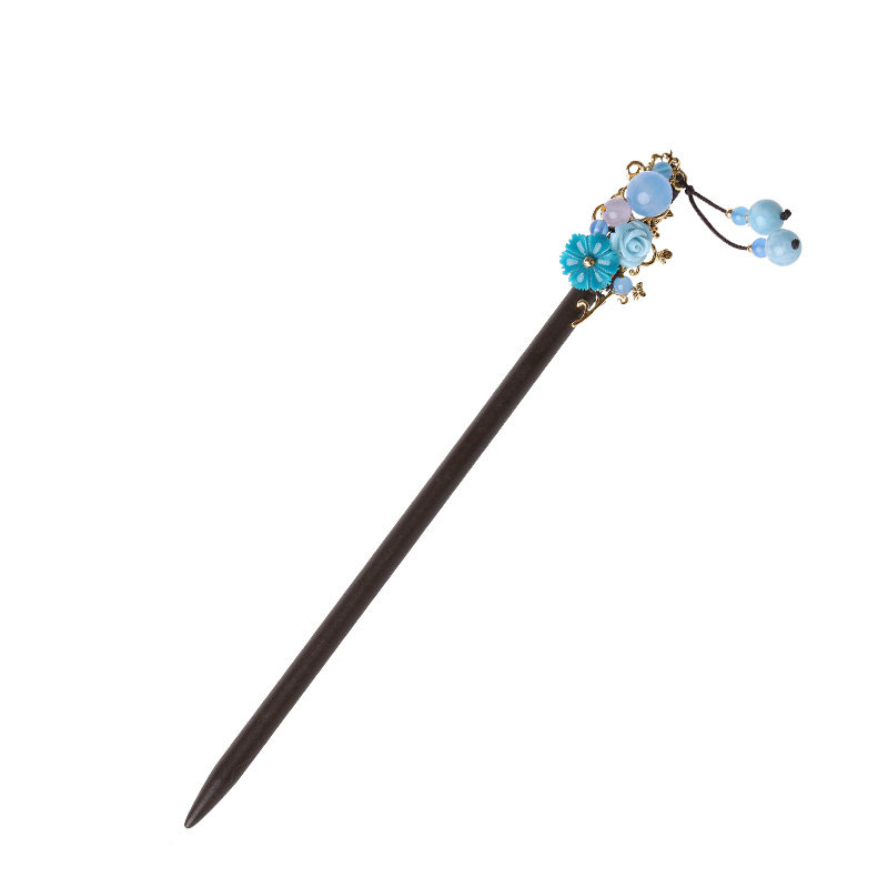 婉繡藍(lán)馨發(fā)簪，精致古典藍(lán)色頭飾