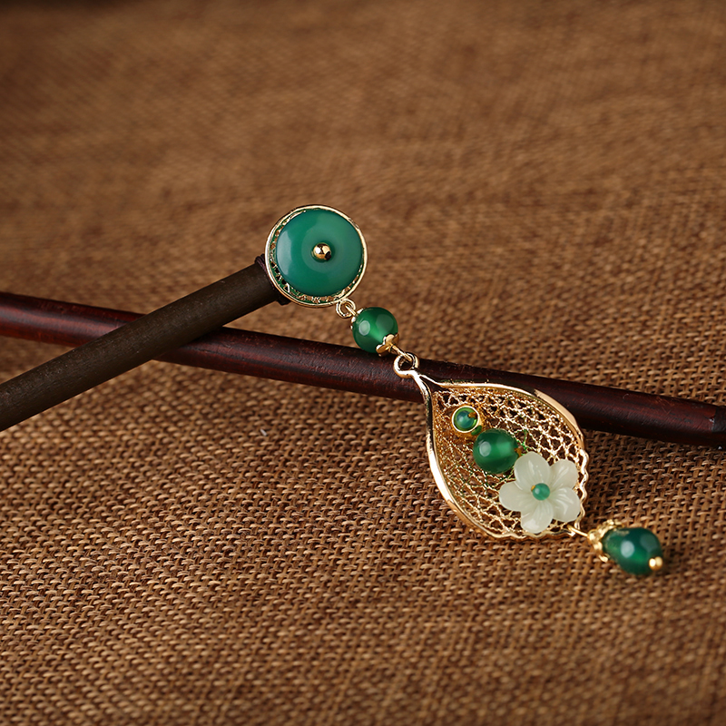 瑪瑙流蘇步搖，古典古風(fēng)簪子頭飾