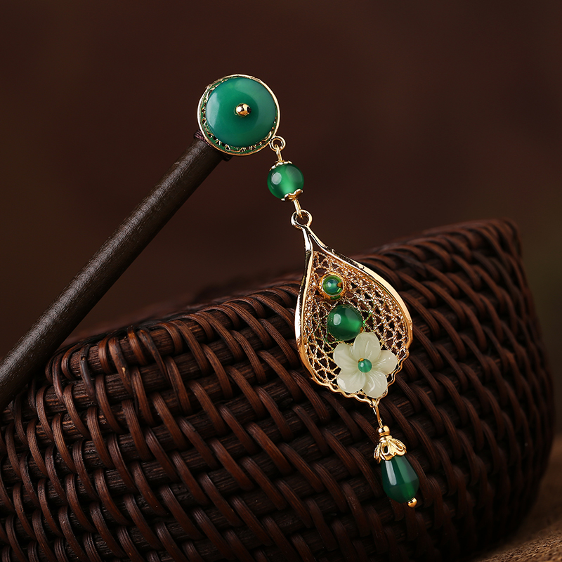 瑪瑙流蘇步搖，古典古風(fēng)簪子頭飾