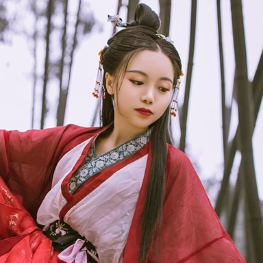 紅衣文藝女生頭像:唯美古風真人頭像