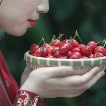 櫻桃紅衣古風頭像，嬌艷美人!