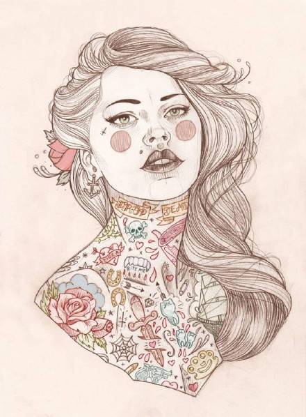 9款風(fēng)格囧異插畫，一組意境嬌艷女性圖片!