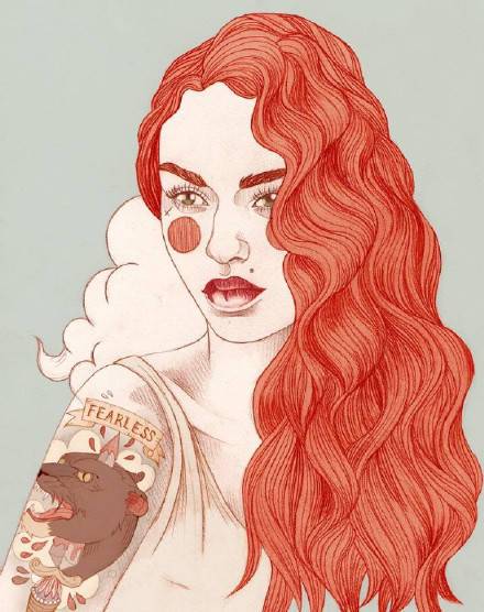 9款風(fēng)格囧異插畫，一組意境嬌艷女性圖片!