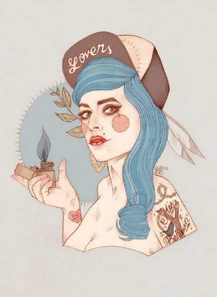 9款風(fēng)格囧異插畫，一組意境嬌艷女性圖片!