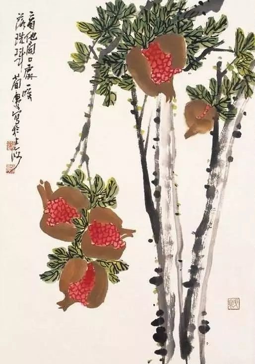 32幅曹簡樓國畫石榴圖：石榴令人垂涎欲滴！