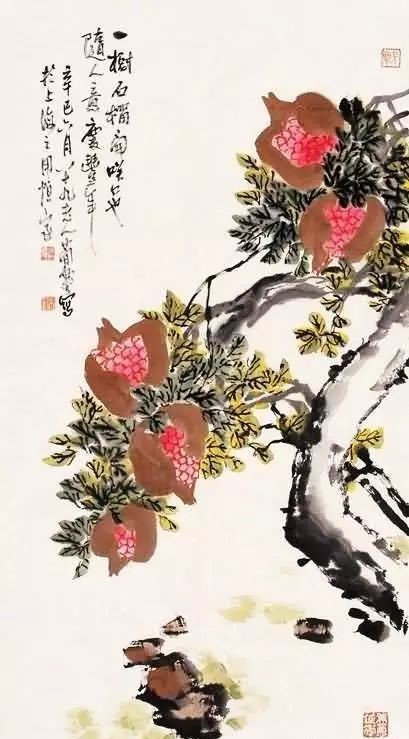 32幅曹簡(jiǎn)樓國(guó)畫(huà)石榴圖：石榴令人垂涎欲滴！