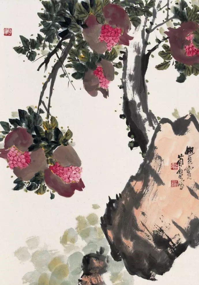 32幅曹簡(jiǎn)樓國(guó)畫(huà)石榴圖：石榴令人垂涎欲滴！