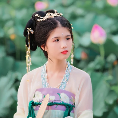 荷香滿溢女生頭像，持扇古風(fēng)頭像