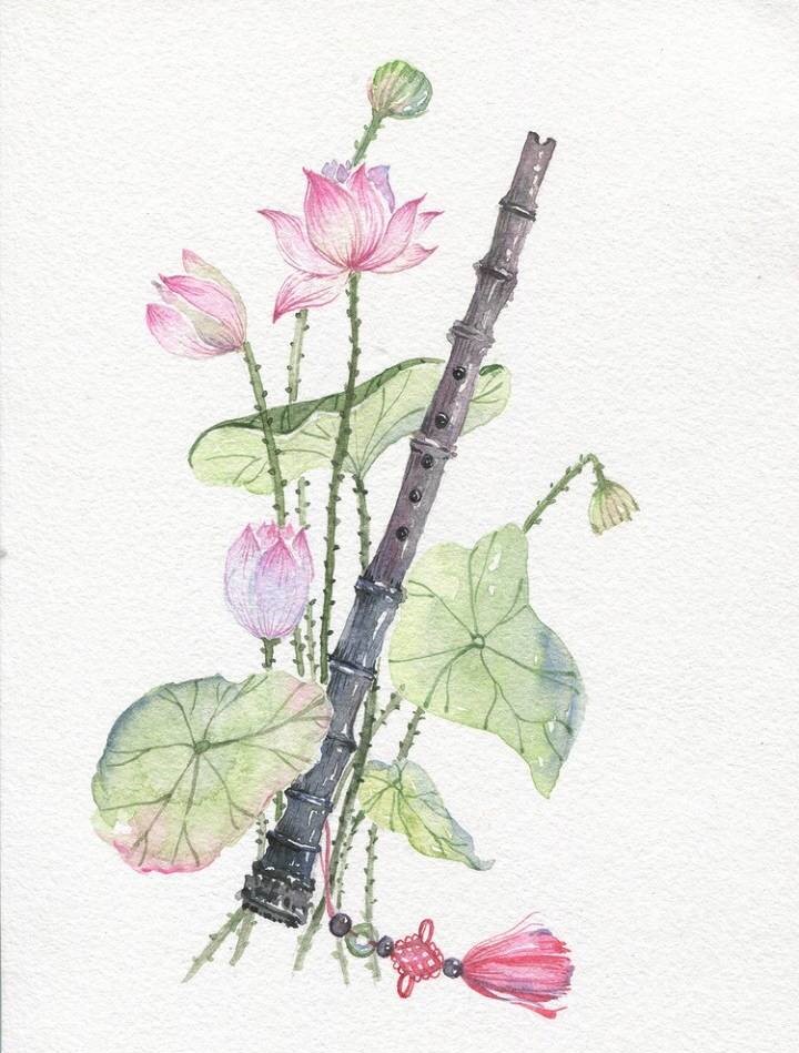 9款唯美古風(fēng)圖片：一組古風(fēng)樂器插畫！