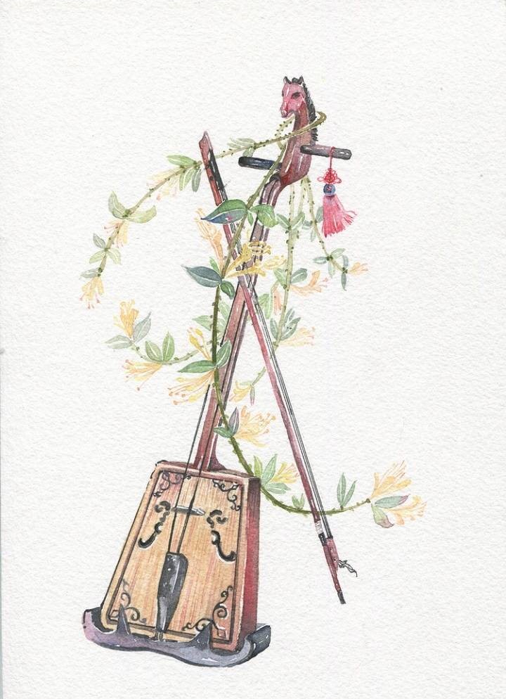 9款唯美古風(fēng)圖片：一組古風(fēng)樂器插畫！