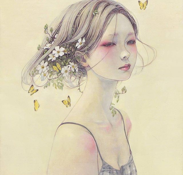 8款飄逸頭發(fā)美女插畫(huà)：小清新唯美插畫(huà)!