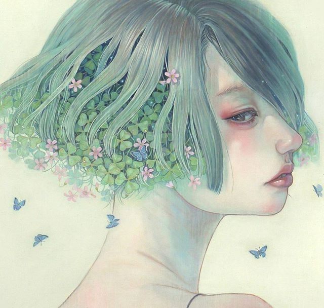 8款飄逸頭發(fā)美女插畫(huà)：小清新唯美插畫(huà)!