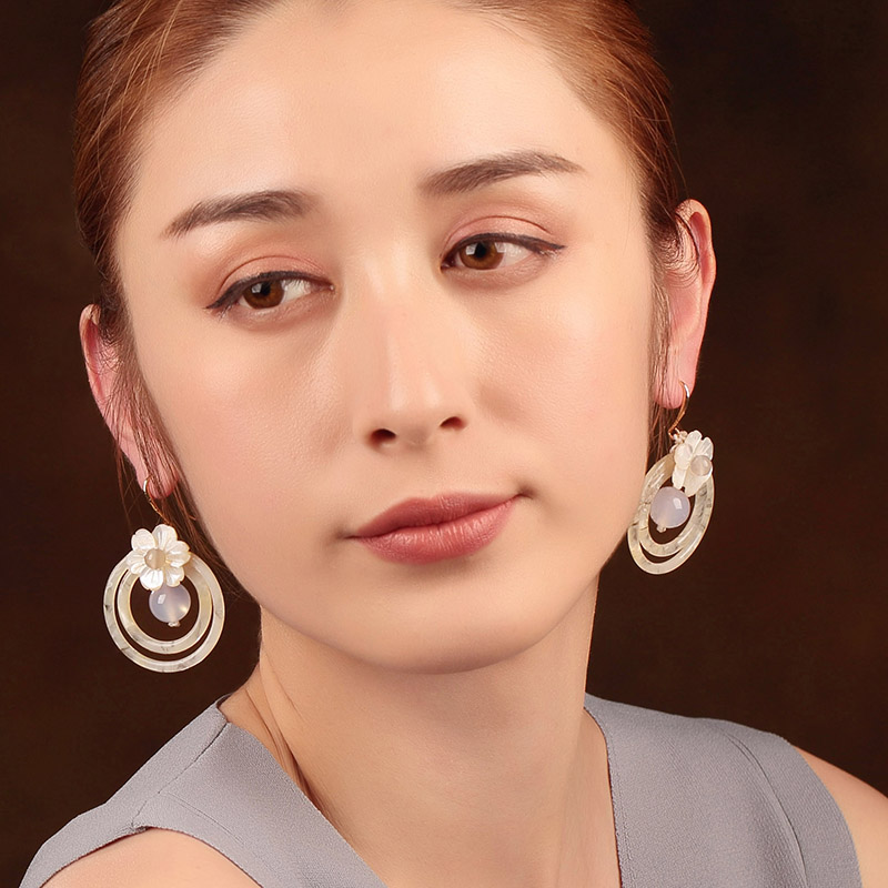 夢里花古風(fēng)耳環(huán)，簡約潔白風(fēng)情首飾