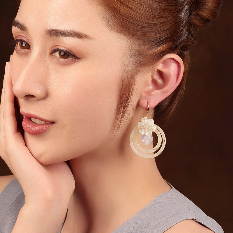 夢里花古風(fēng)耳環(huán)，簡約潔白風(fēng)情首飾