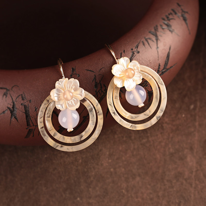 夢里花古風(fēng)耳環(huán)，簡約潔白風(fēng)情首飾