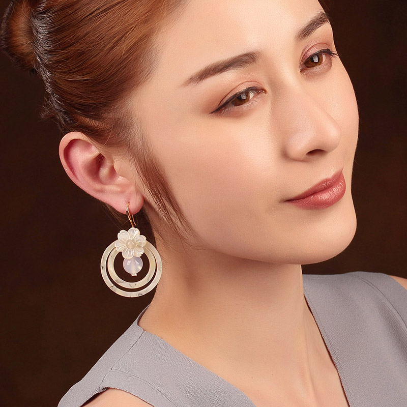 夢里花古風(fēng)耳環(huán)，簡約潔白風(fēng)情首飾