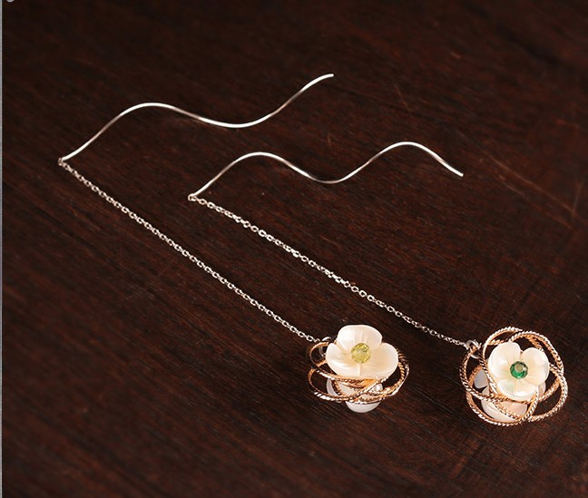 雅芊古風耳環(huán)，純銀耳線首飾