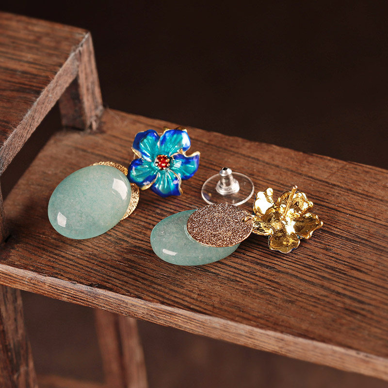 清水藍(lán)香古風(fēng)耳環(huán)，幽藍(lán)意境耳釘首飾