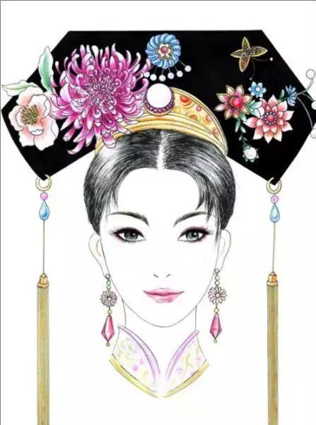 八款各朝代古裝發(fā)型：一組手繪彩鉛古裝發(fā)型