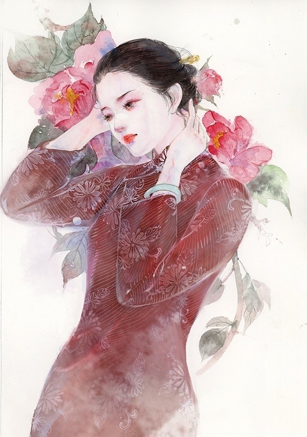 9款風(fēng)情萬(wàn)種旗袍女子插畫：一種傾國(guó)傾城的美