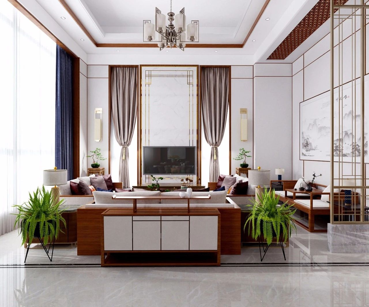 新中式客廳之美：魅力十足的中式裝修設(shè)計！