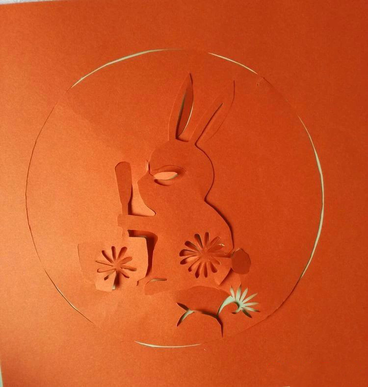 創(chuàng)意十足中秋玉兔剪紙，兔子鬧仲秋