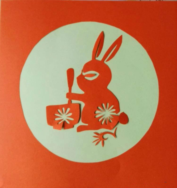創(chuàng)意十足中秋玉兔剪紙，兔子鬧仲秋