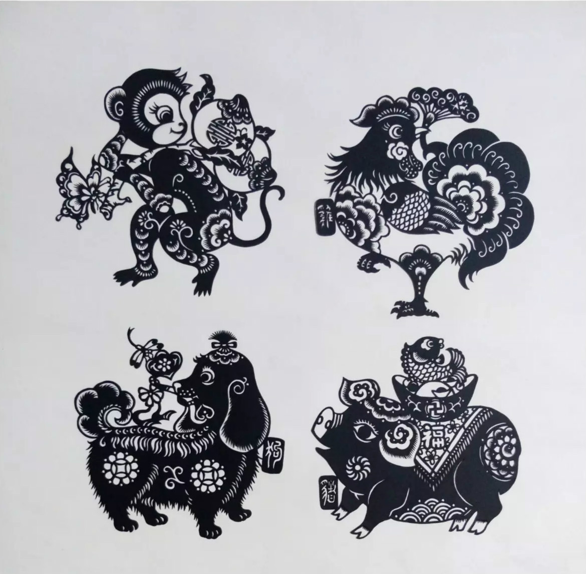 吉祥十二生肖剪紙圖片，薛娜剪紙作品欣賞