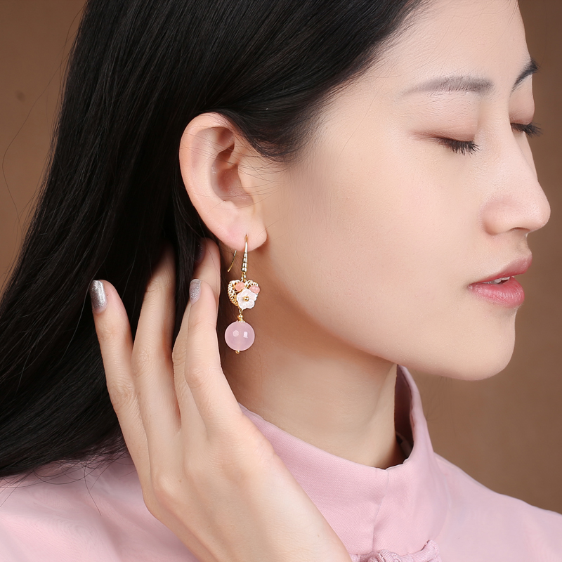 超仙粉色耳墜耳環(huán)，唯美少女心首飾