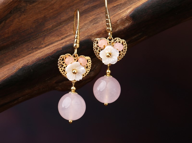 超仙粉色耳墜耳環(huán)，唯美少女心首飾