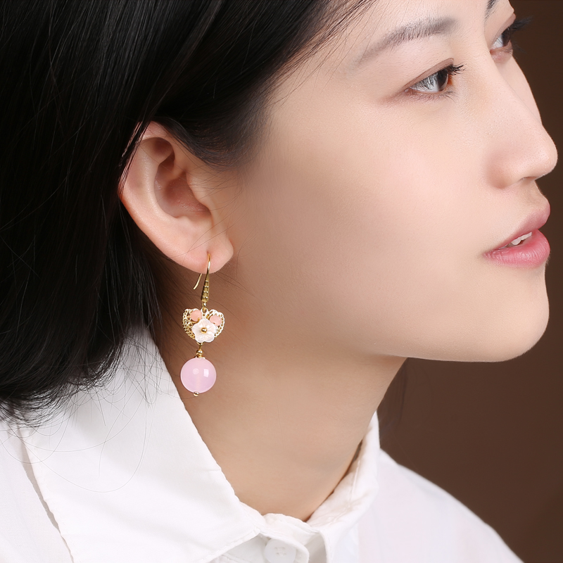 超仙粉色耳墜耳環(huán)，唯美少女心首飾