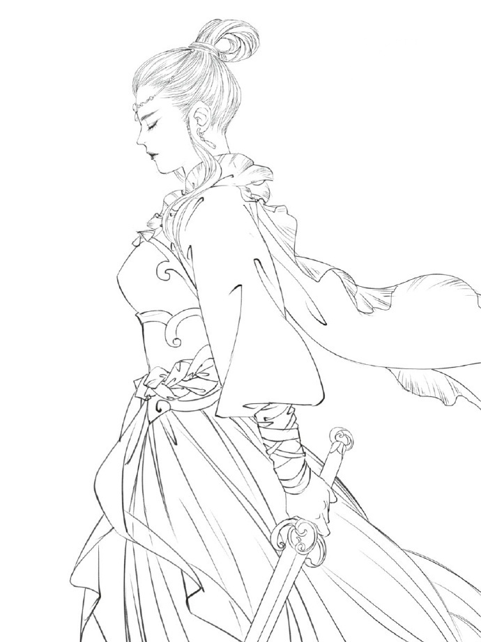 30款古風(fēng)人物線稿圖，古風(fēng)線稿臨摹圖