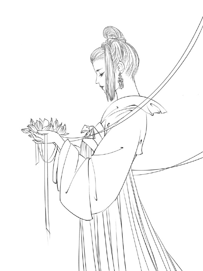 30款古風(fēng)人物線稿圖，古風(fēng)線稿臨摹圖